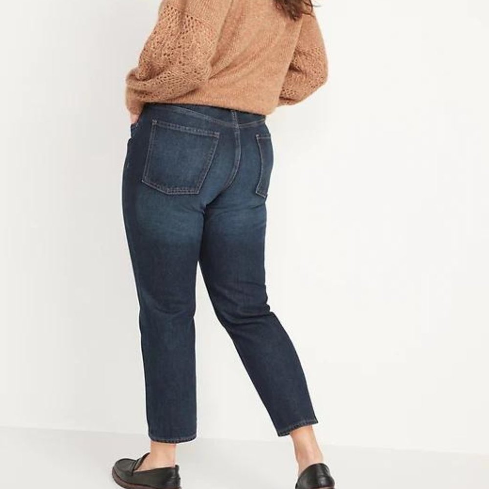 Old Navy High-Waisted Button-Fly Slouchy Straight Cropped Jeans for Women New - Picture 4 of 9